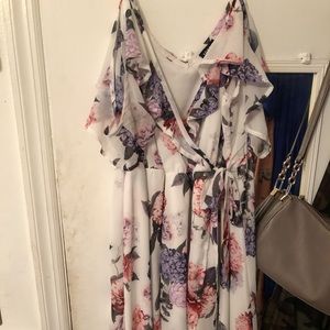 TORRID faux-wrap/cold- shoulder dress